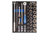 Module mousse + PP 33 pièces douilles 1/2" et accessoires