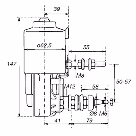 Moteur d'essuie glace 110° 12V 