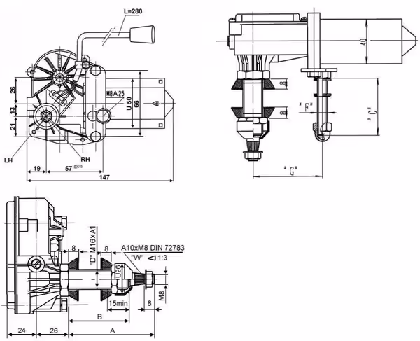 Moteur essuie glace 12V Adaptable