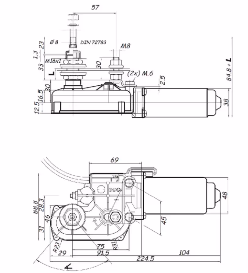moteur d'essuie glace DOGA 316 12 V