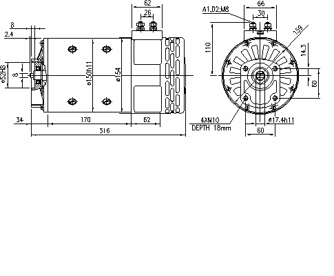 Letrika | Moteur IM0078 48V 3,7KW