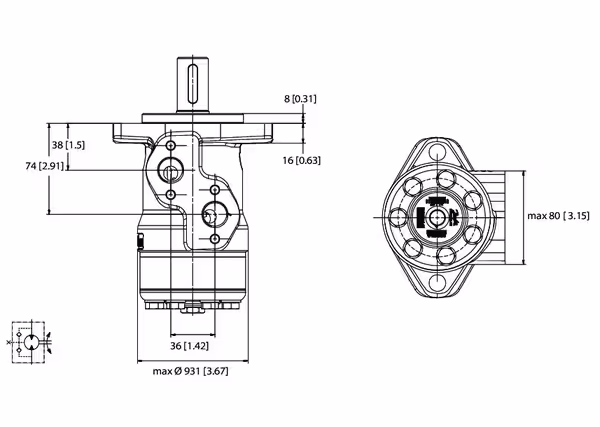 Moteur orbital, arbre Ø 25 A2 White OMPX160 11186705