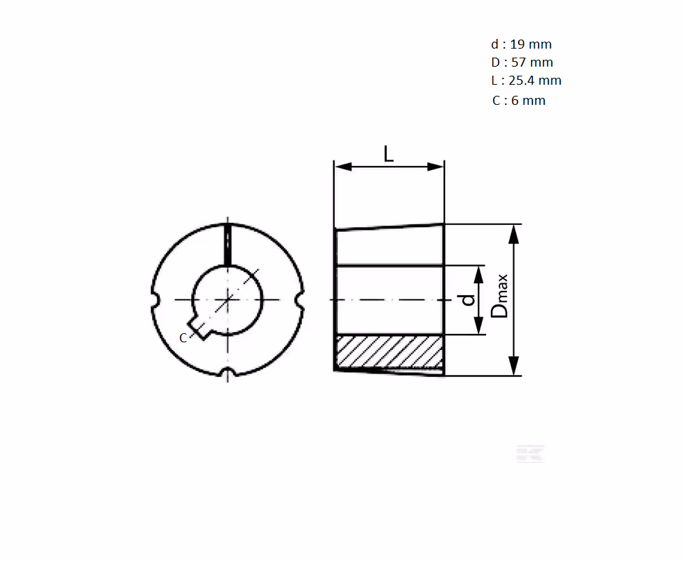 Moyeu amovible Taperlock 1610 Ø 19 mm Optibel origine