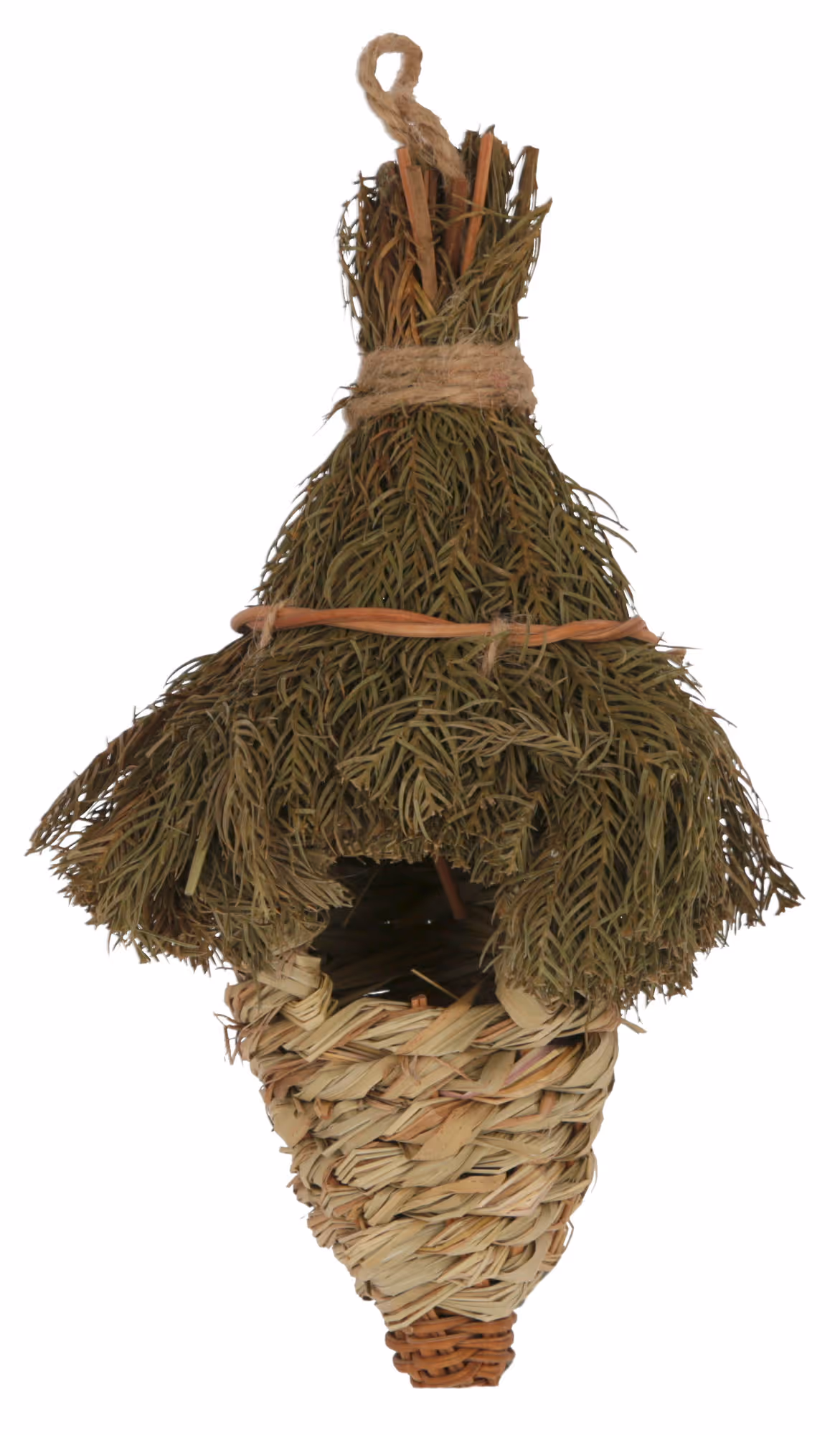Nichoir en herbe pour oiseaux H.27cm, Ø12cm