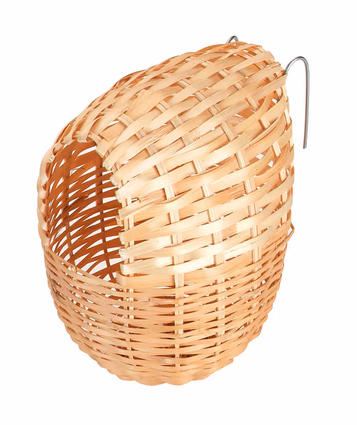 Nid pour oiseaux exotiques bambou, H.12cm, Ø11cm