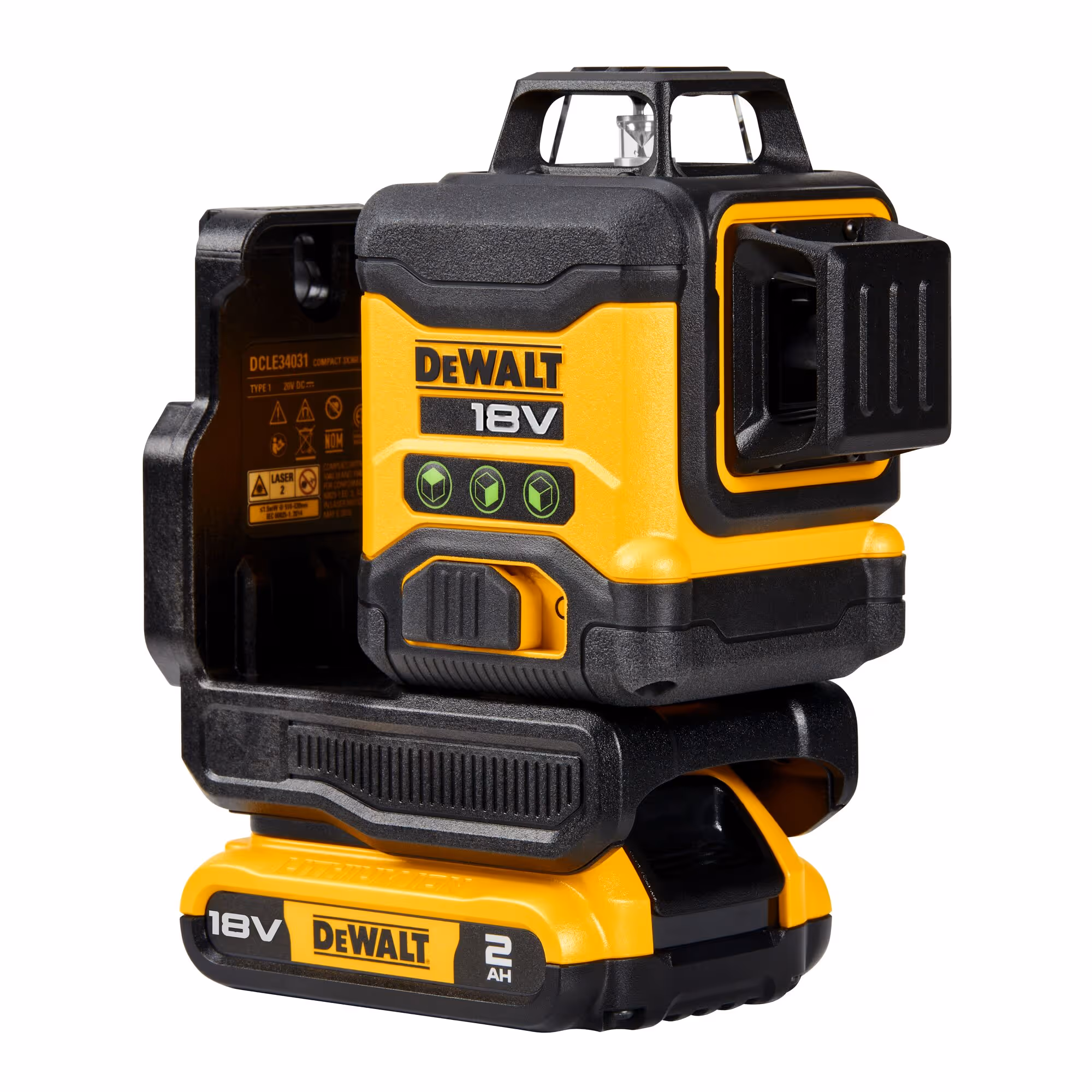 Niveau laser multilignes 3 x 360° compact XR 18 V 2 Ah Li-Ion - faisceau vert - 1 batterie, chargeur, support mural, cible, coffret