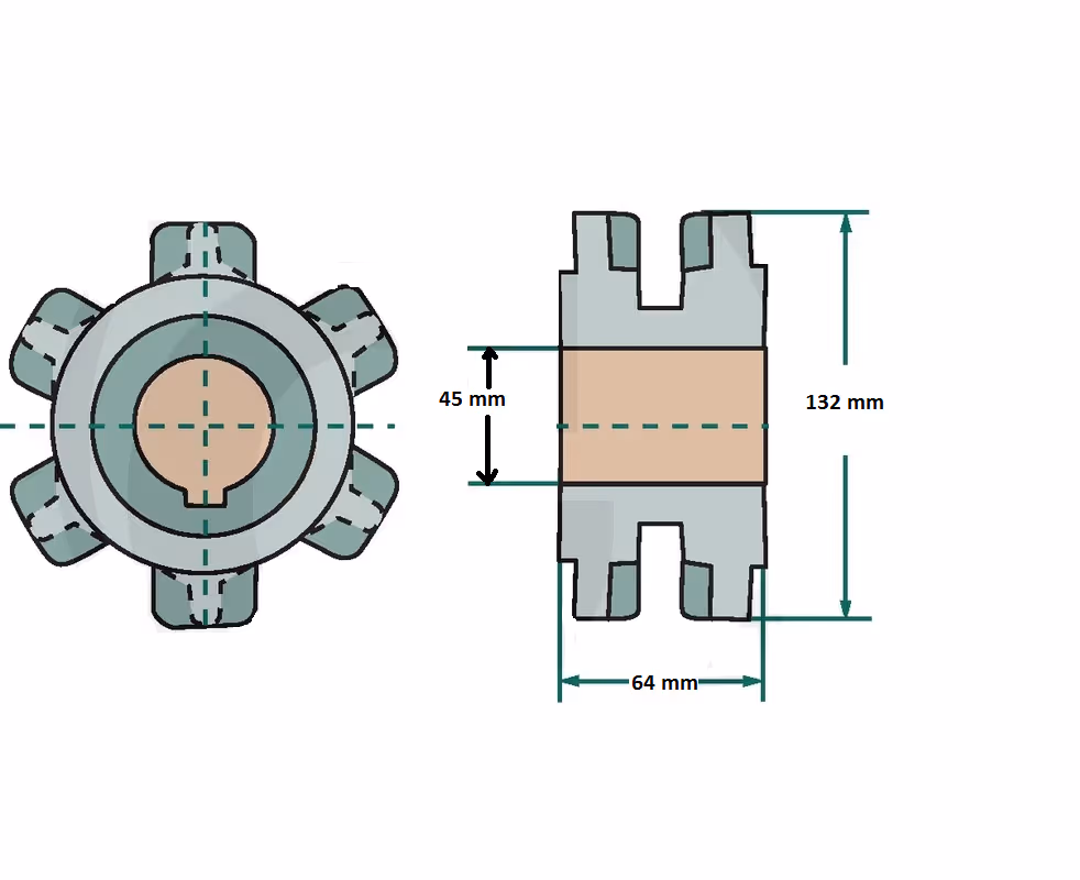 Noix de chaine 6 dents - 10 x 30 mm - Universel