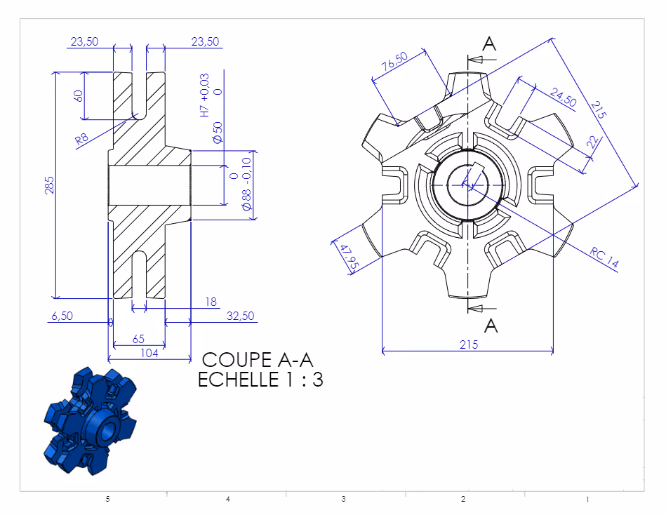 Noix acier 13x62 mm Ø50 mm côte de réparation Dimag