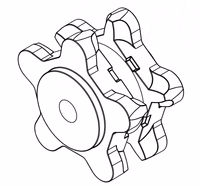 Noix acier de chaîne 5 dents - 12 x 36 mm - Ø 45 mm