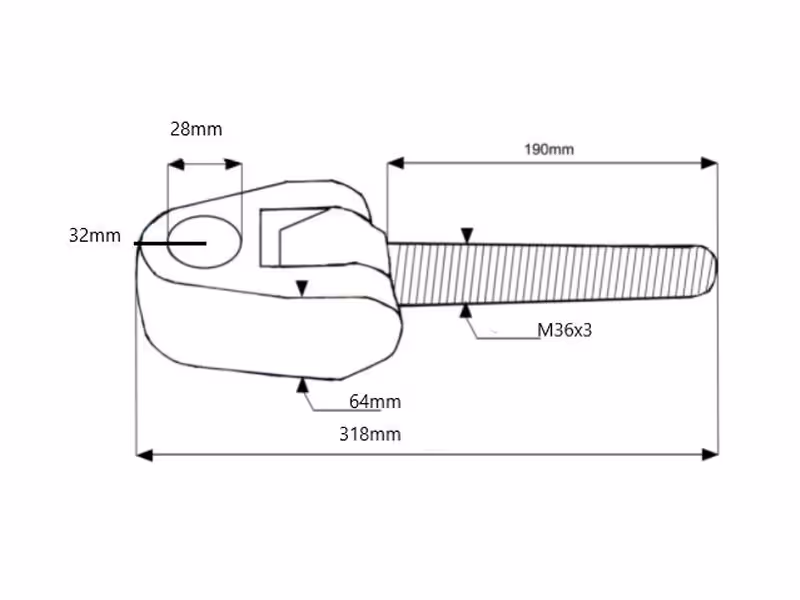 Noix d'articulation filetée - Cat.28mm - Filetage: M36 x 3.00 - Gauche - adaptable sur tracteurs Massey Ferguson