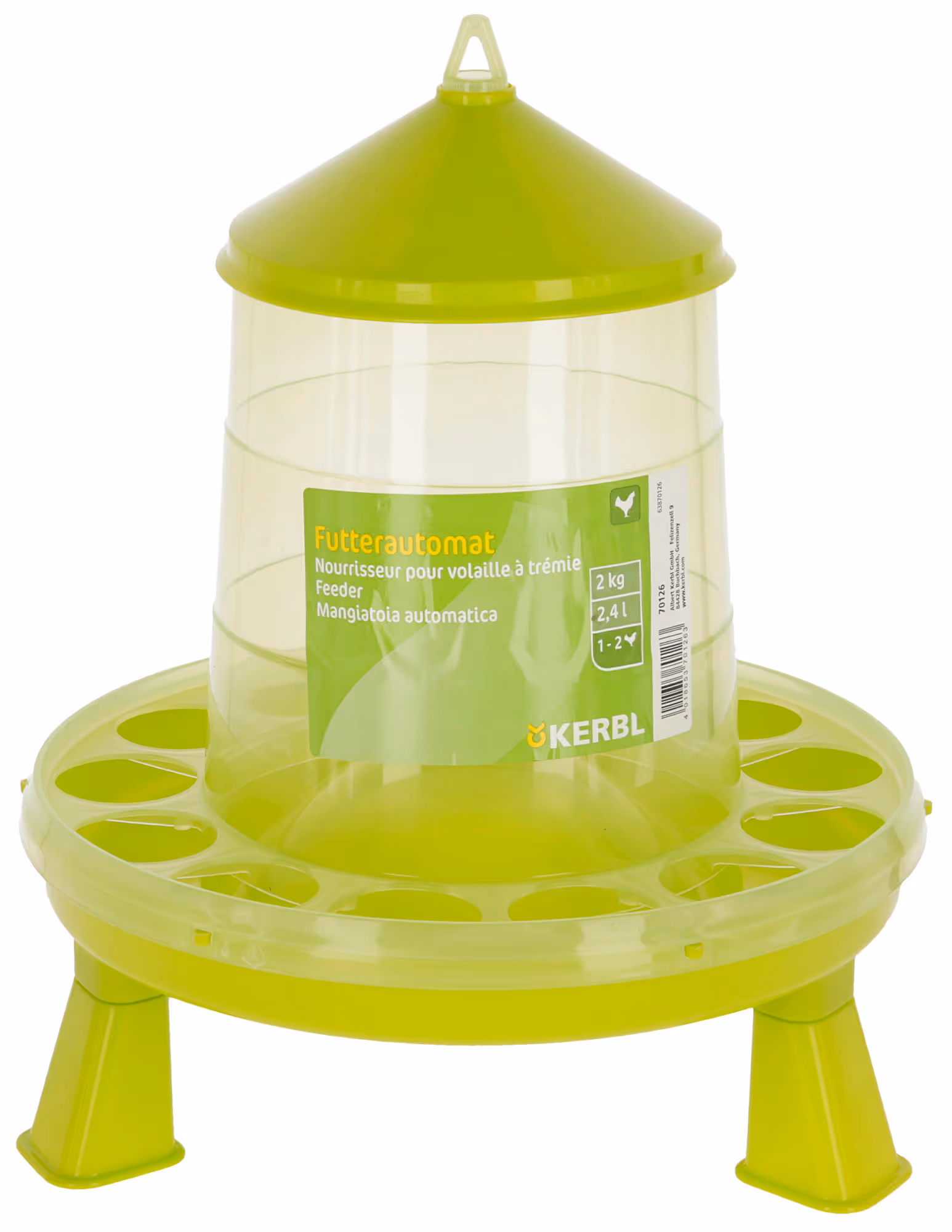 Nourrisseur avec pied vert pour poule 2,4L/2kg