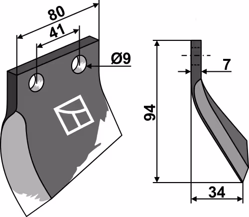 Oosterlaan | Couteau pour fossoyeuse - modèle gauche