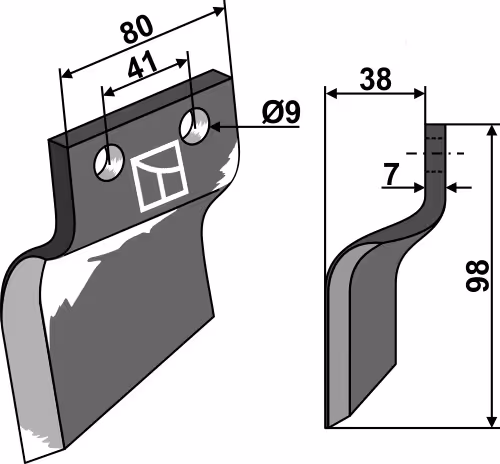 Oosterlaan | Couteau pour fossoyeuse - modèle gauche