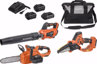 PACK SOUFFLEUR+ELAGUEUSE+TRONCONNEUSE+2 BATT 5AH+1 BATT 2AH+1 CHARGEUR 3A+SAC