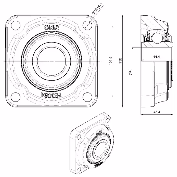 Palier roulement à flasque UCFE308 Horsch 00240028 adaptable