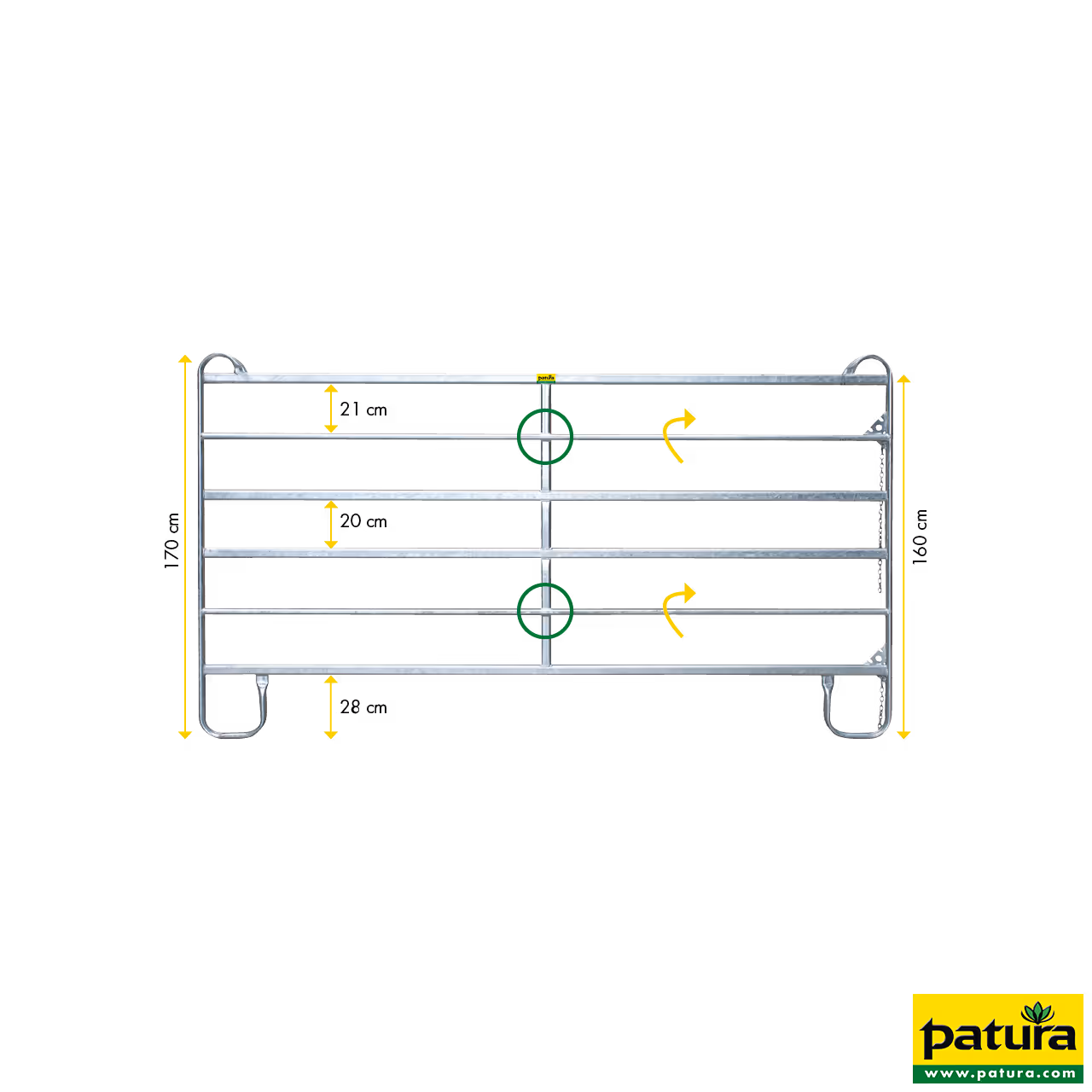 Panel-6, 4,0 m, hauteur : 1,70 m, galv. (2 entretoises)