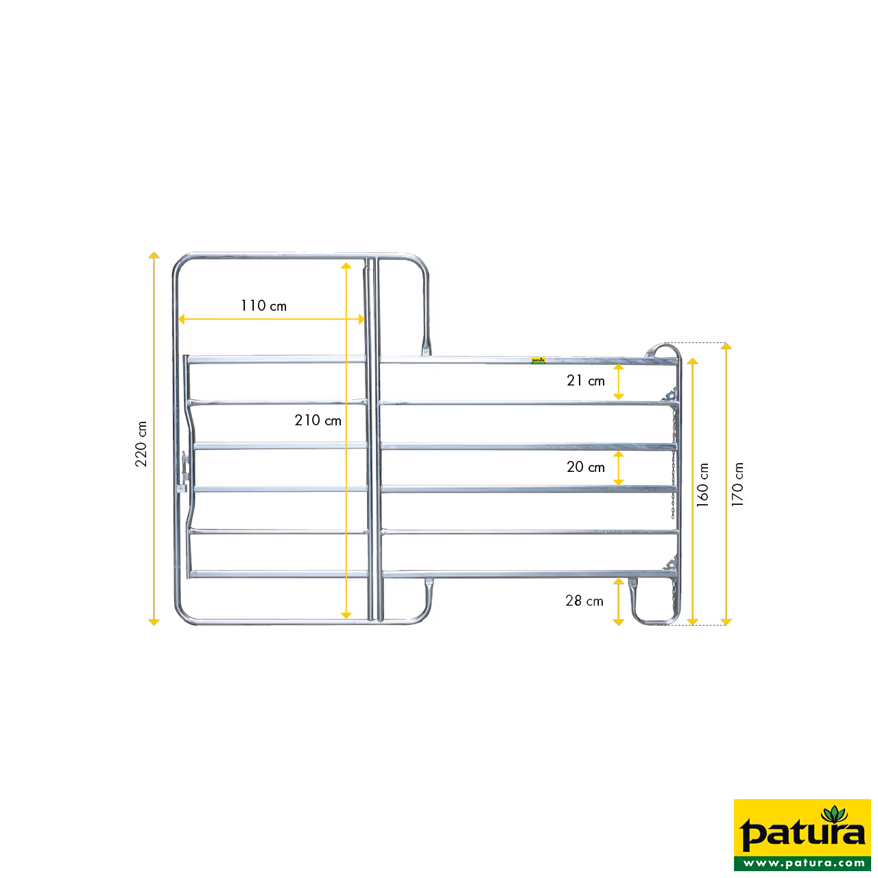 Panel-6 avec porte 2,40 m, hauteur : 2,20 m, galvanisé