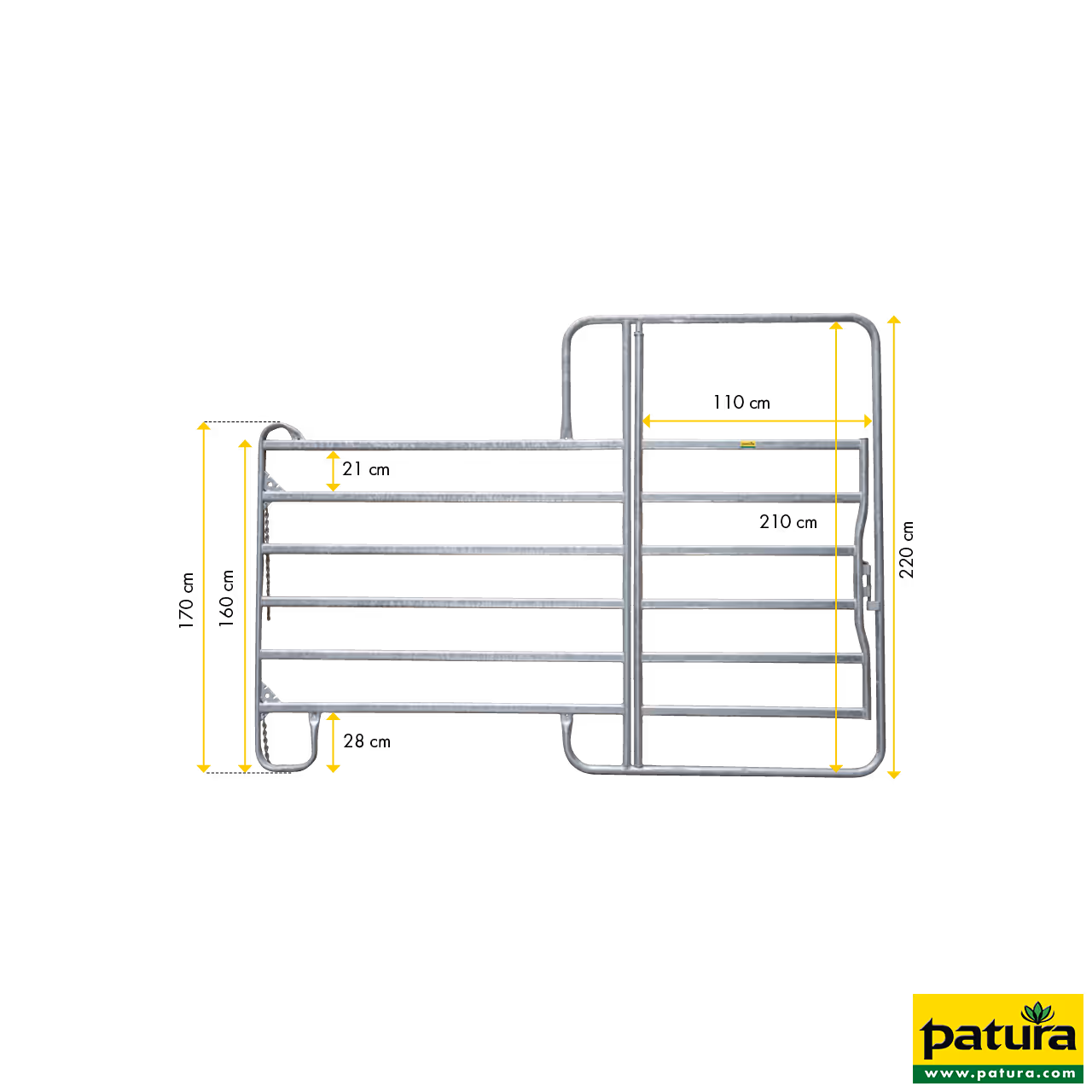 Panel Compact avec porte 2,40 m, h= 2,20 m, galv.