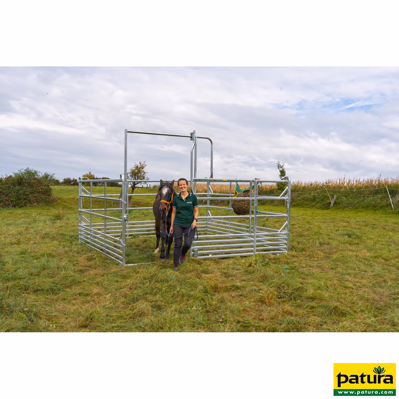 Panel-Sécurité pour cheveaux avec porte coulissante 3,60 m, hauteur 2,50 m (1 entretoise)