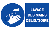 PANNEAU LAVAGE DES MAINS OBLIGATOIRE 330X200MM