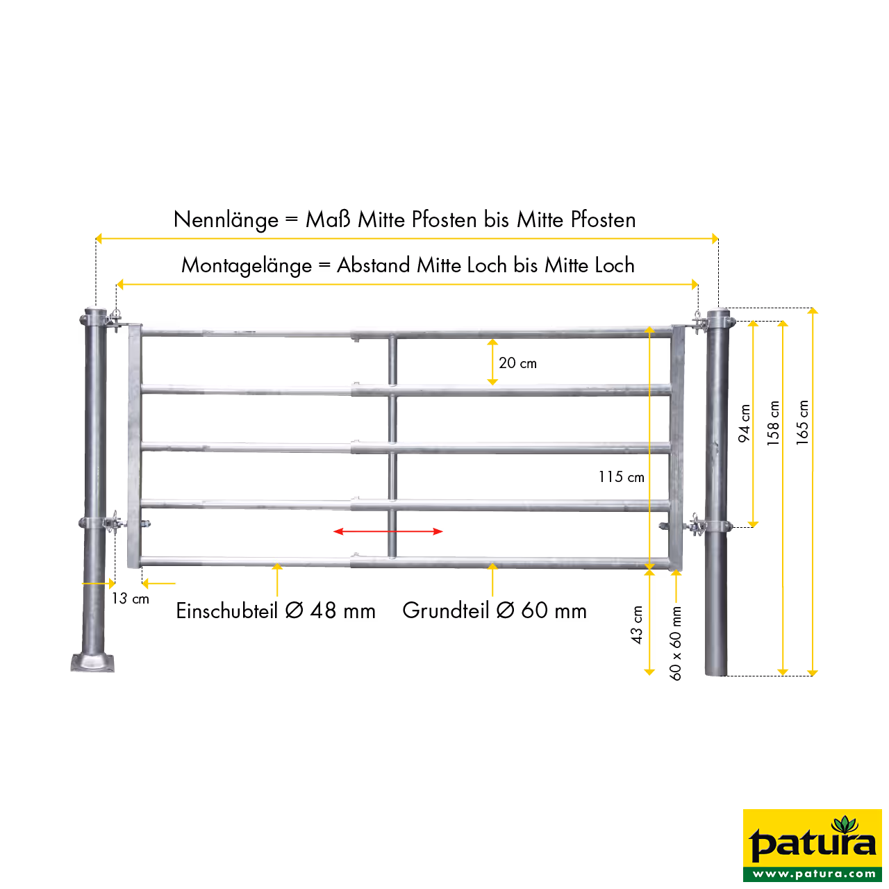 Panneau R5 (6/7), longueur de montage: 5,75 - 6,85 m, sans poteaux ni brides