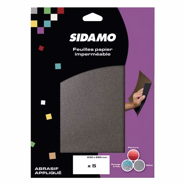 Papier abrasif impermeable 230x280mm grain 320 blister de 5 feuilles