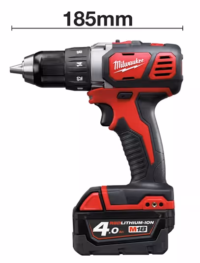 Perceuse visseuse Milwaukee M18 BDD-402C avec 2 batteries 18V 4.0Ah, chargeur et coffret