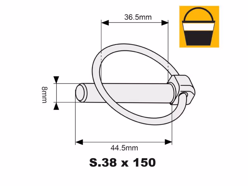 Petit seau 150 pièces Goupille clip, 8mm x 44.5mm