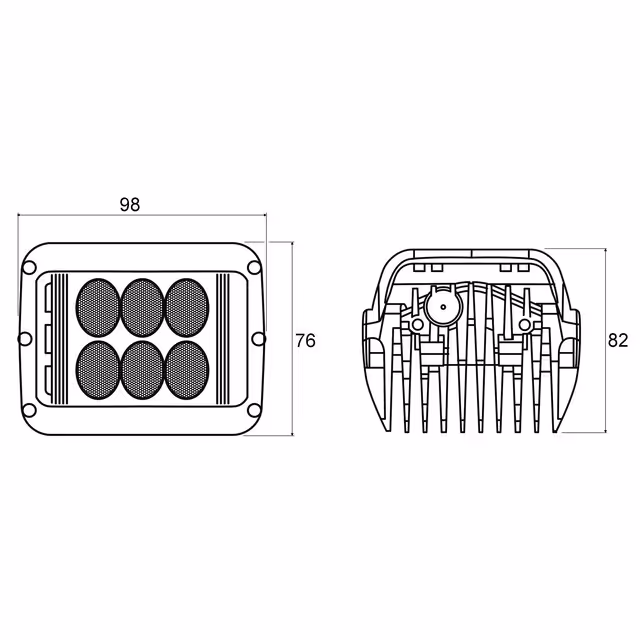 Phare a led rectangle 12 led 12/24v 36w 180°