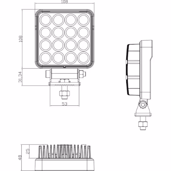 Phare de travail à LED, 3040 lumens 25W, Faisceau large