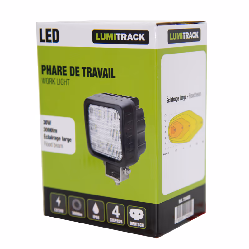 PHARE DE TRAVAIL CARRE 6 LED 3000LM LONGUE DEUTSCH LUMITRACK