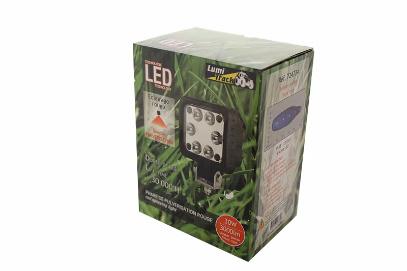 PHARE DE TRAVAIL CARRE 6 LED ROUGE 3000LM LONGUE LUMITRACK