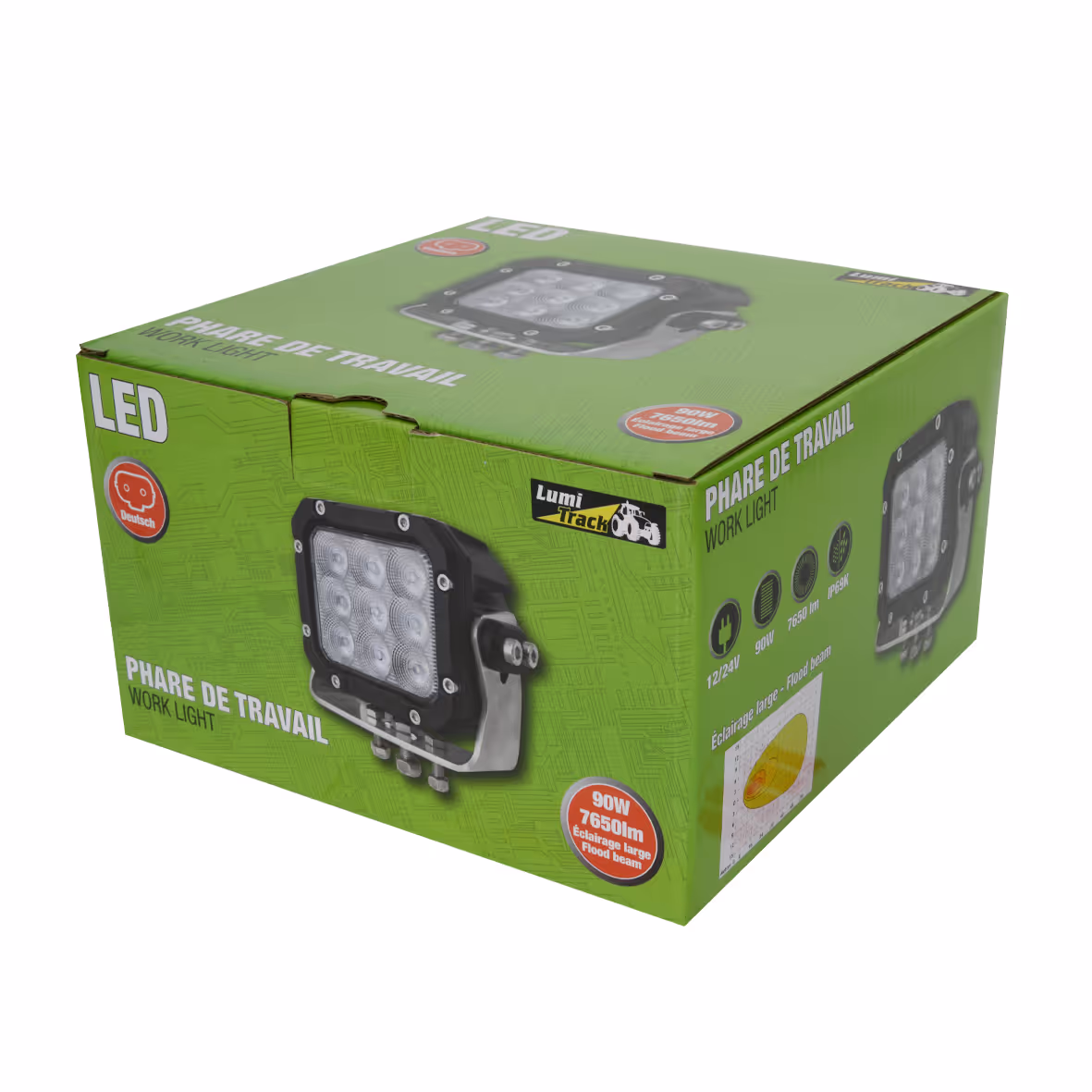 PHARE DE TRAVAIL CARRE 9LED 7650LM LARGE LUMITRACK