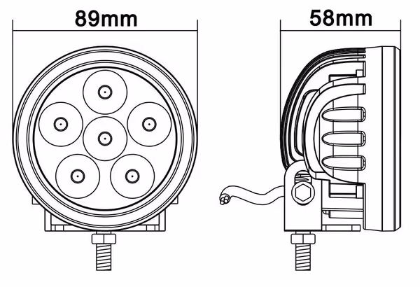 Phare de travail LED rond 18W 1440 lm