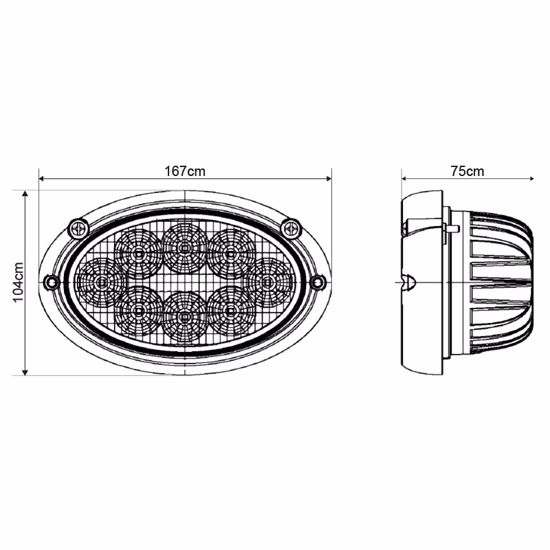 PHARE DE TRAVAIL OVAL 8 LED 3600LM LARGE LARGE LUMITRACK