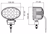 PHARE DE TRAVAIL OVALE 12 LEDS 36W 2400 LUMENS LONGUE PORTEE