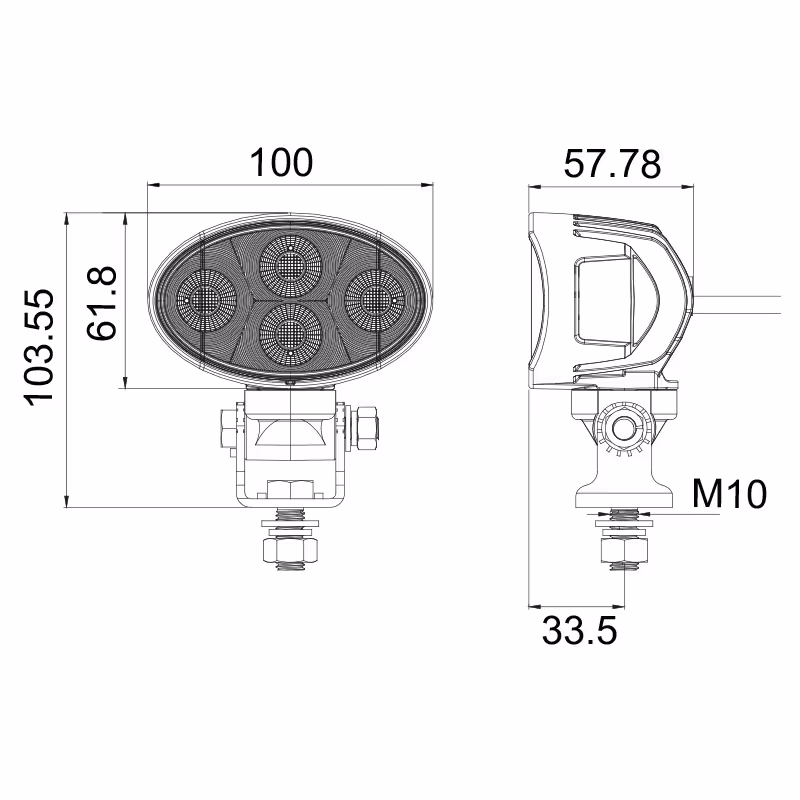 PHARE DE TRAVAIL OVALE 4 LED 3790LM LARGE