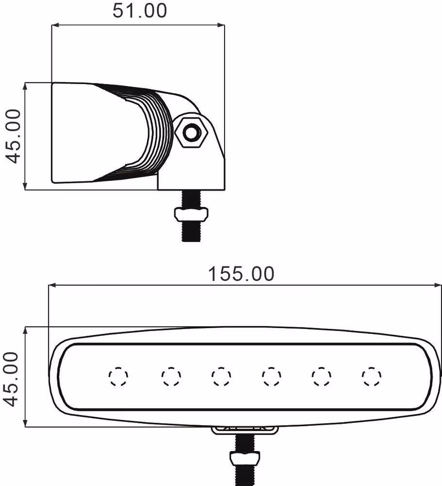PHARE DE TRAVAIL RECTANGLE LED 10/30V 18W 1200LM FAISCEAU LARGE