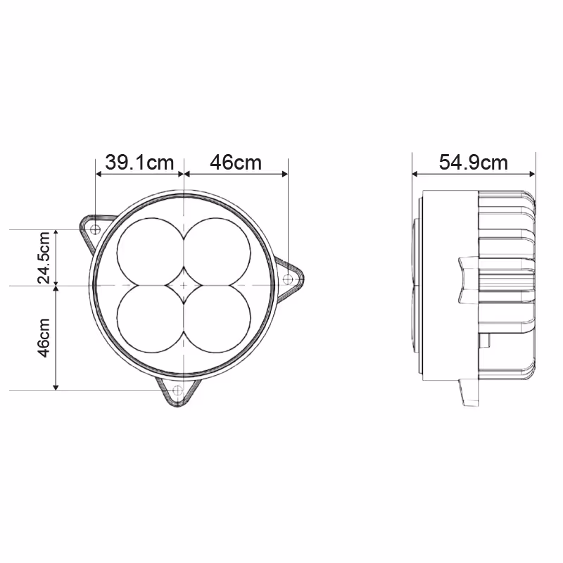 PHARE DE TRAVAIL ROND 4 LED 3600LM LARGE LARGE LUMITRACK