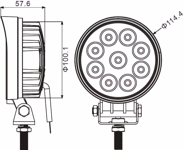 PHARE DE TRAVAIL ROND 9 LED 27W 1800 LUMENS FAISCEAU LARGE BLISTER