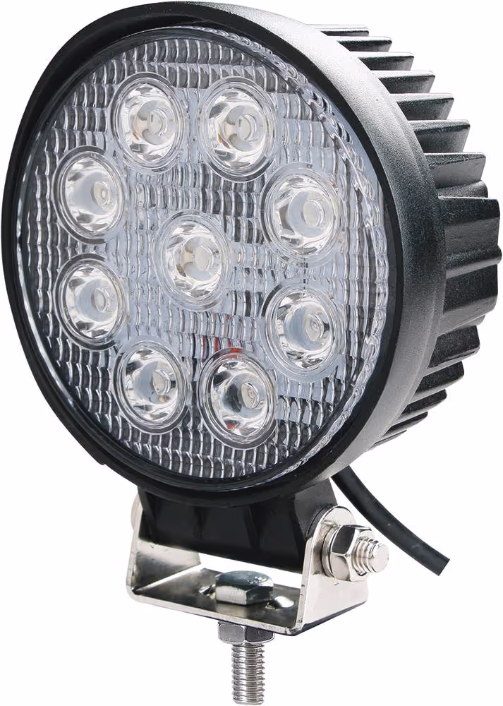 PHARE DE TRAVAIL ROND 9 LED 27W 1800 LUMENS FAISCEAU LARGE BLISTER