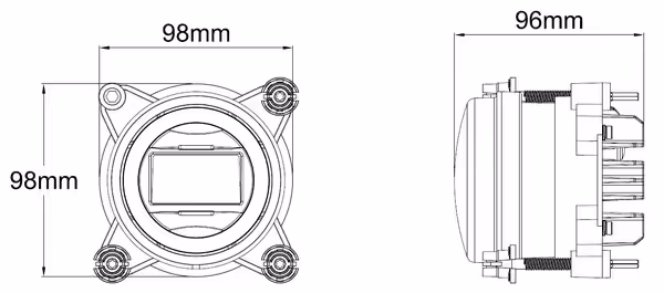 Phare LED, 25/5W, rond, 10-30V, Ø90mm, feux de route, feu de position, connecteur H9