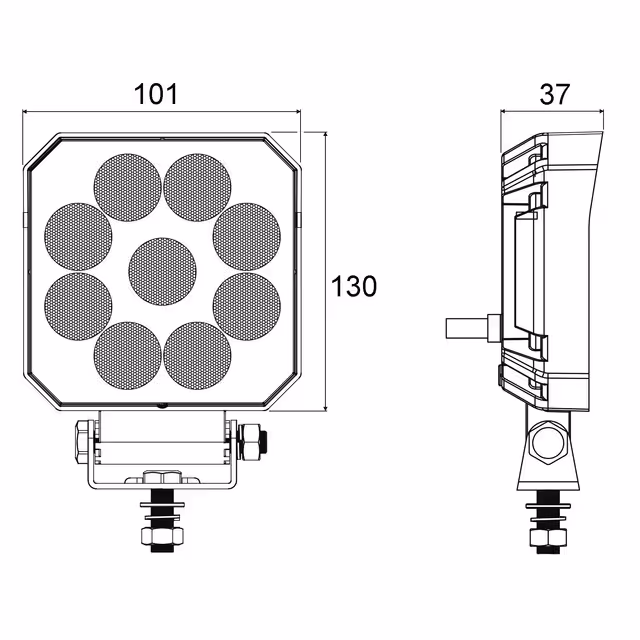 Phare led carre 12/24v 15w 1500 lumens techni-power
