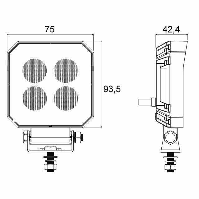 Phare led carre 12/24v 20w 1600 lumens techni-power