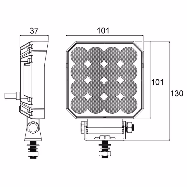 Phare led carre 12/24v 25w 2000 lumens techni-power
