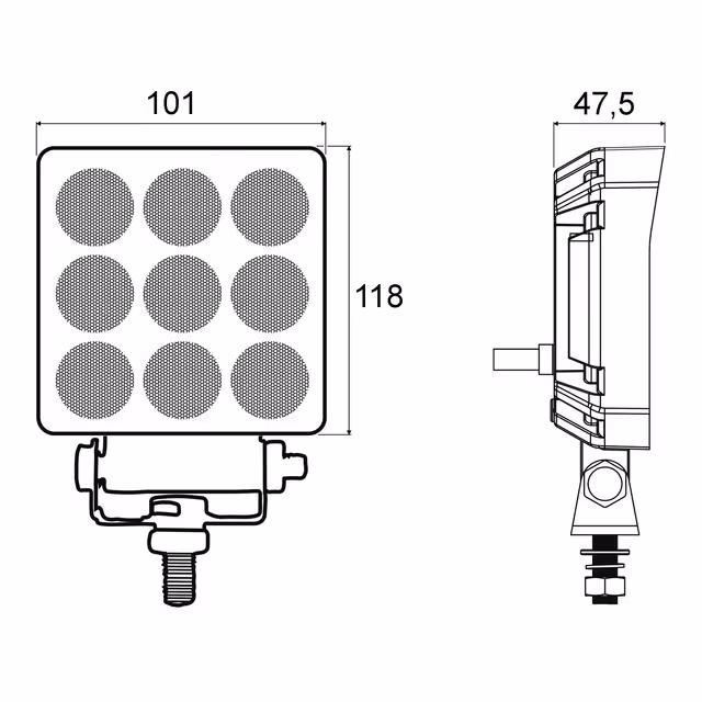 Phare led carre mini 12/24v 12w 1200 lumens techni-power