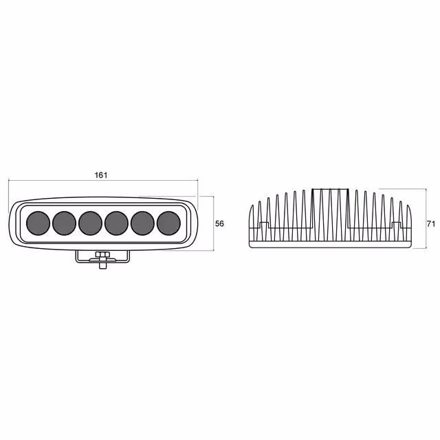 Phare led rectangle 12/24v 18w 1400 lumens