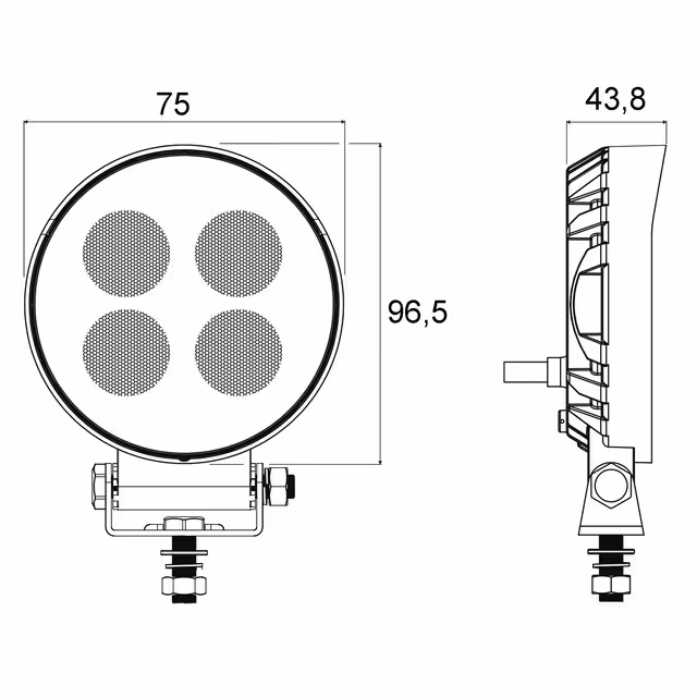 Phare led rond 12/24v 20w 1600 lumens techni-power