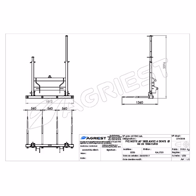 Pic botte ap 1802 quick&safe 4 dts ø45 lg1200 euro