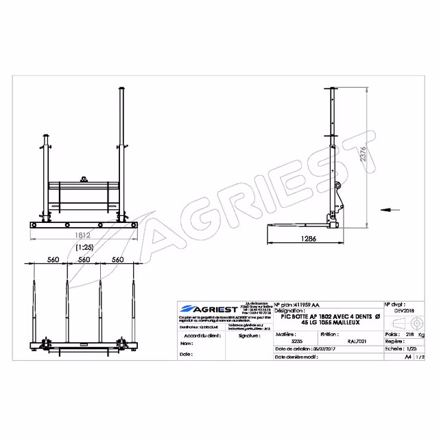 Pic botte ap 1802 quick&safe 4 dts ø45 lg1200 mx